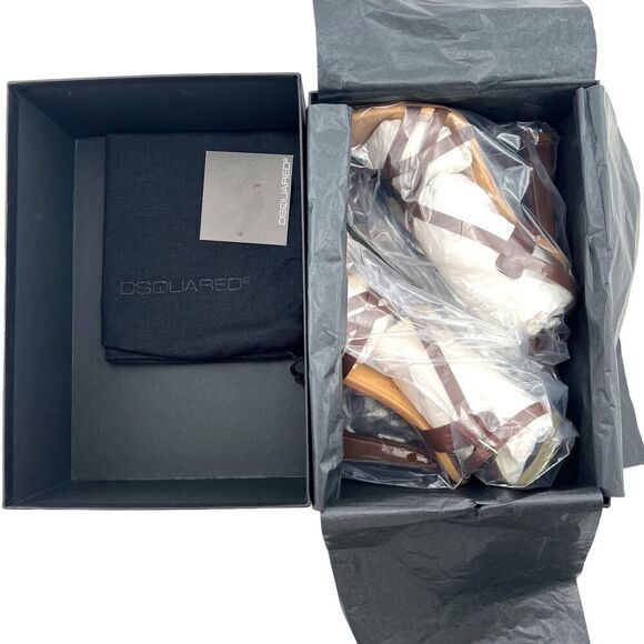 New DSQUARED2 Women US 8 Brown Leather Stiletto Pump Sandals Ankle Strap IT $650 - Picture 14 of 16